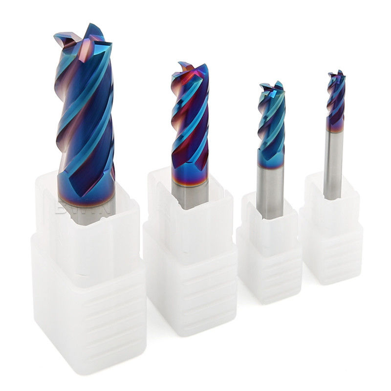 4 het Beëindigenmolen Nano Blauwe Vierkante Afgevlakte Endmill van het fluitenhrc65 4F Vlakke CNC Stevige Carbide